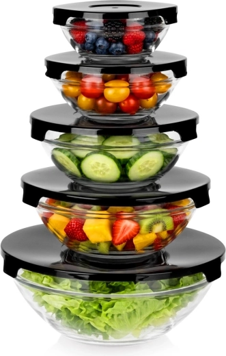 Vilde set glazen schaaltjes met deksels 5 stuks 135–830 ml