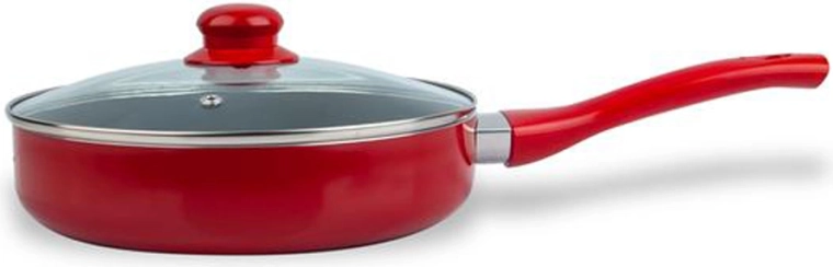 Diepe pan met deksel KITCHISIMO Rosso 24 cm met antiaanbaklaag