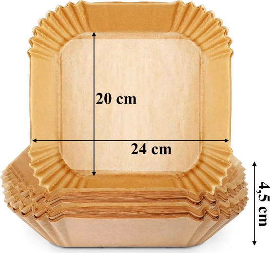 Papieren bakpapier-inlegvellen voor heteluchtfriteuse Air Fryer 20 × 20 cm, 100 stuks