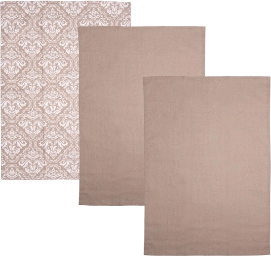 Katoenen keukendoeken beige 3 stuks