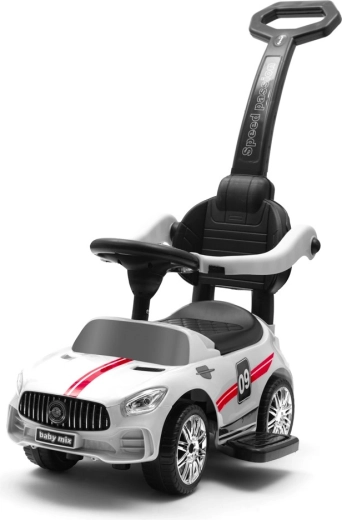 Loopauto met duwstang en geluiden BABY MIX Racer – wit