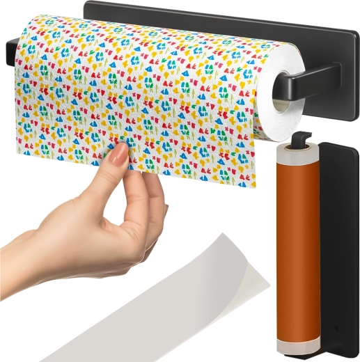 Ruhhy metalen houder voor papieren handdoekrollen 25 cm, mat zwart