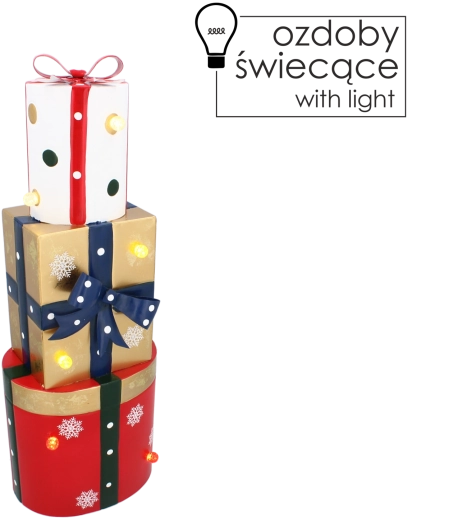 Metalen kerstdecoratie – cadeauverpakkingen met LED-verlichting 50 cm