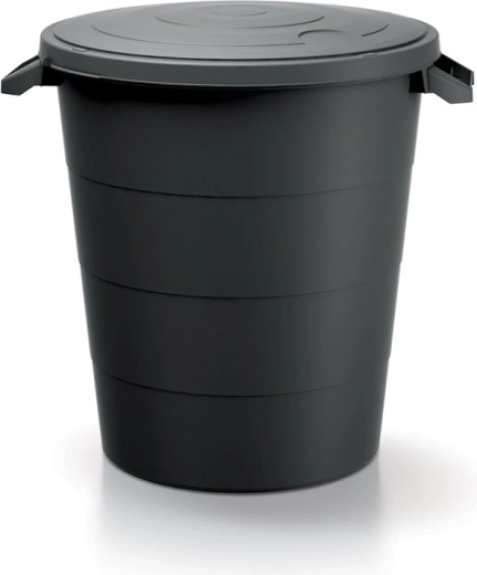 Kunststof container met deksel en handgrepen 120 l – gerecycled zwart