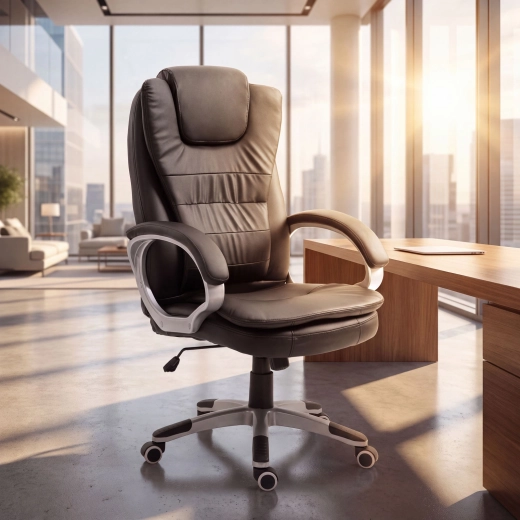 Ergonomische bureaustoel van zwart kunstleer