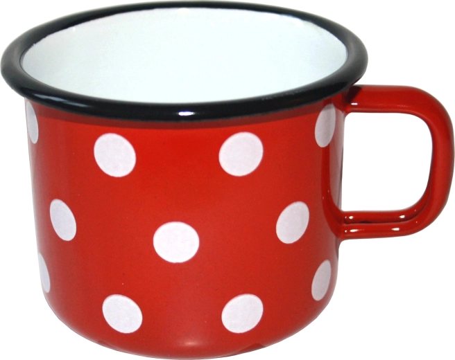 Geëmailleerde mok met stippen 0,25 l, rood