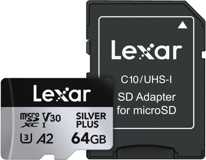 MicroSD-kaart 64 GB C10 A2 U3 V30 Silver Plus 205/100 MB/s