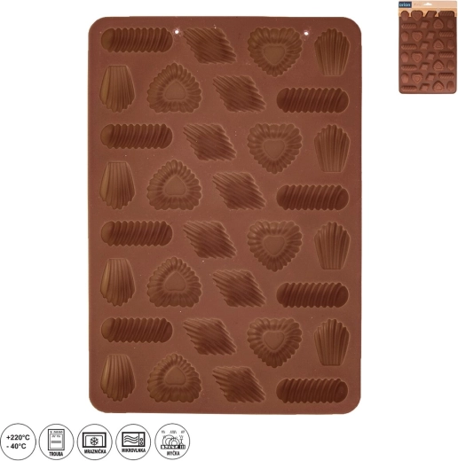 Siliconen vorm voor vanillehoorntjes, mix van vormen 32, bruin