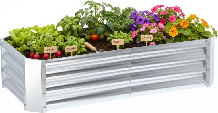 Verhoogde tuinbak 240 × 120 × 30 cm, rechthoekig, verzinkt staal