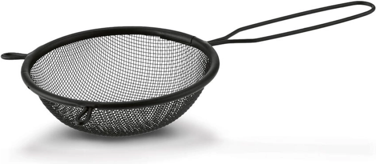Metalen keukenzeef 12 cm, zwart