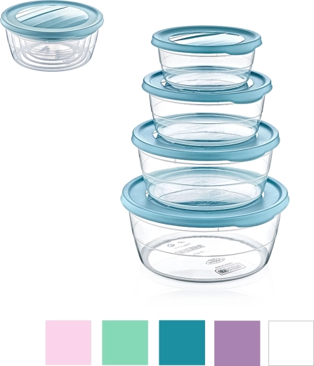 Set van 4 ronde voedselbewaarbakjes Trend Box (0,3 l + 0,7 l + 1,1 l + 1,75 l)