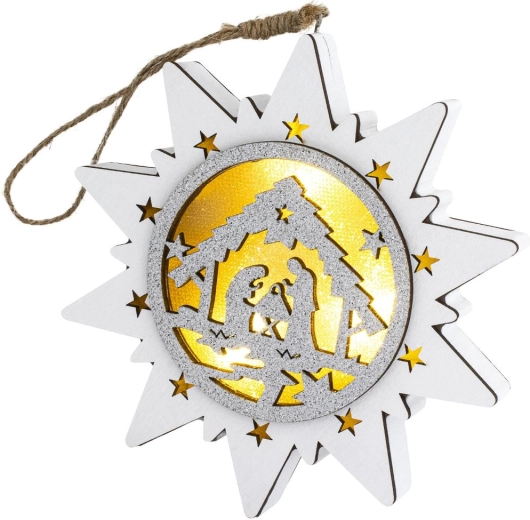 Retlux houten verlichte ster met kerststal