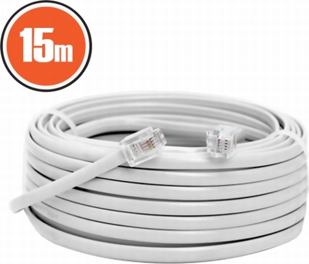 Telefoonkabel 6P4C, 15 m, wit