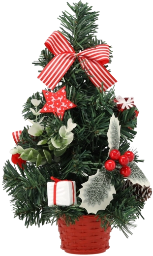 Kunstmatige kerstzilverspar 30 cm in rode bloempot