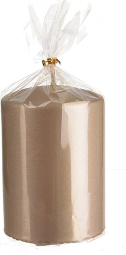 Cilinderkaars in matte champagnekleur 10 cm