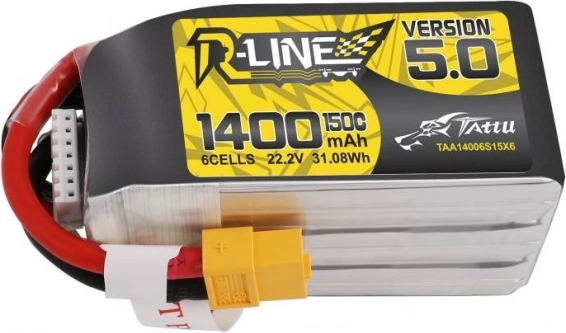 Tattu R-Line versie 5.0 LiPo-accu 1400 mAh 22,2 V 150C 6S XT60