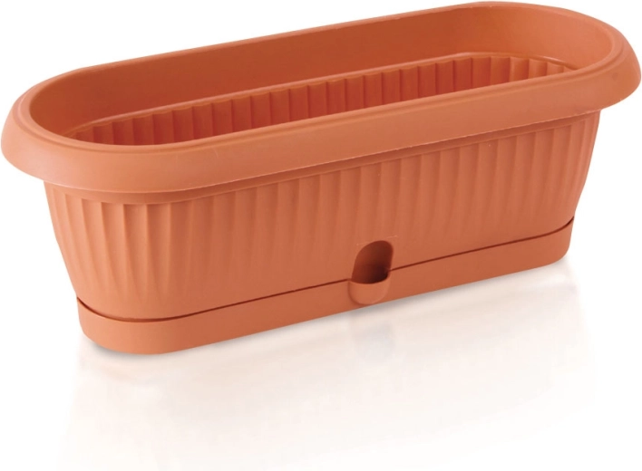 Plastic balkonbak Terra 31,6 cm met schotel – terracotta