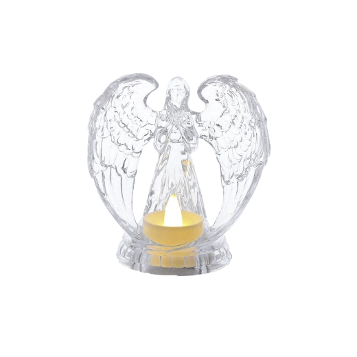 LED-kaars Engel transparant 10,7 × 11,1 cm