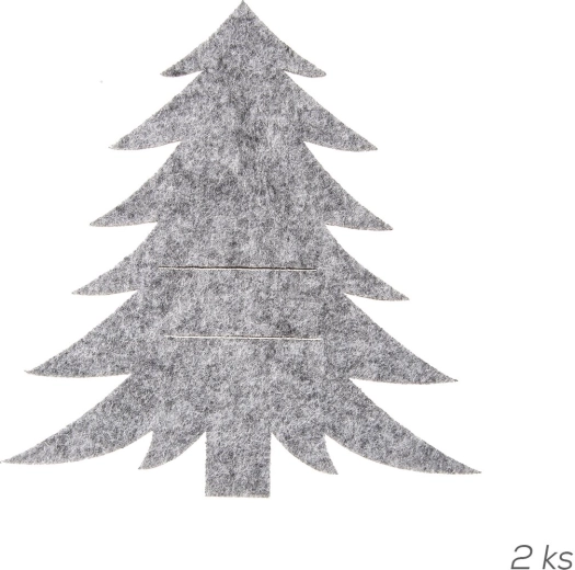 Vilten bestekhouder in de vorm van een kerstboom, grijs