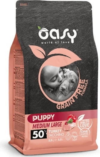 Oasy grain free pro puppies van middelgrote en grote rassen met kalkoen 2,5 kg