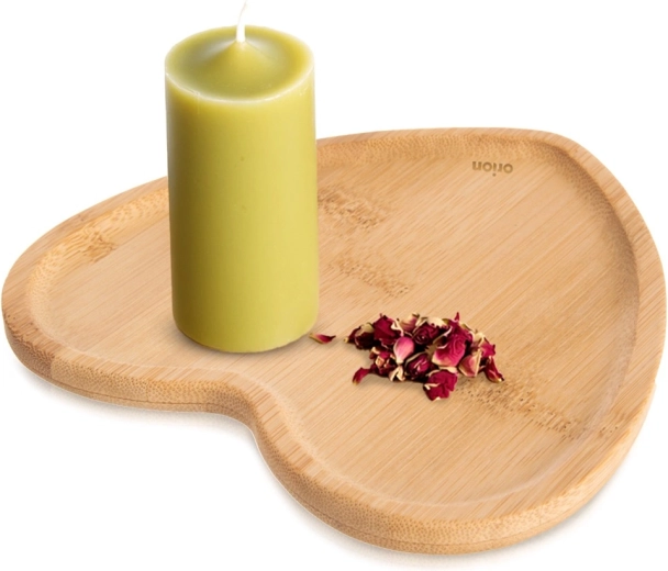 Bamboe bordje in hartvorm 15 × 15 cm