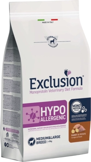 Exclusion Hypoallergenic voer voor middelgrote en grote honden konijn en aardappel 2 kg