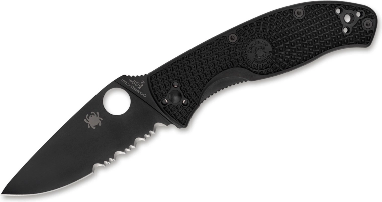 Spyderco Tenacious Lightweight Black zakmes 8,6 cm, volledig zwart, FRN
