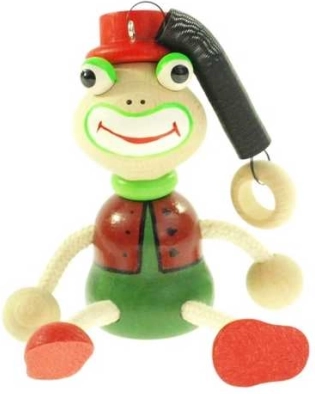 Kikker op een veer – houten hangspeeltje