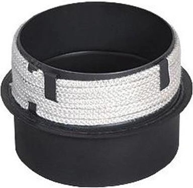 Overgang naar schoorsteen 150/150 mm met afdichtingskoord, lengte 160 mm, dikte 1,5 mm, zwart