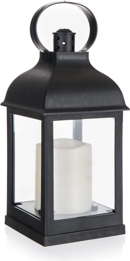 Zonne-LED lantaarn zwart 10 × 10 × 22 cm