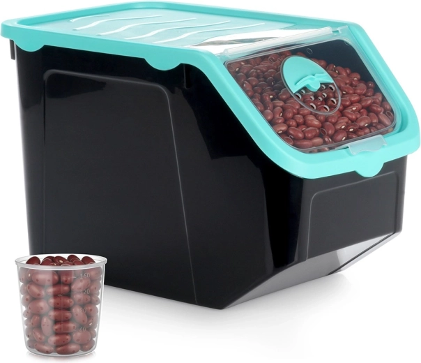 Zwarte voorraadbak voor fruit en groenten met deksel 12 l