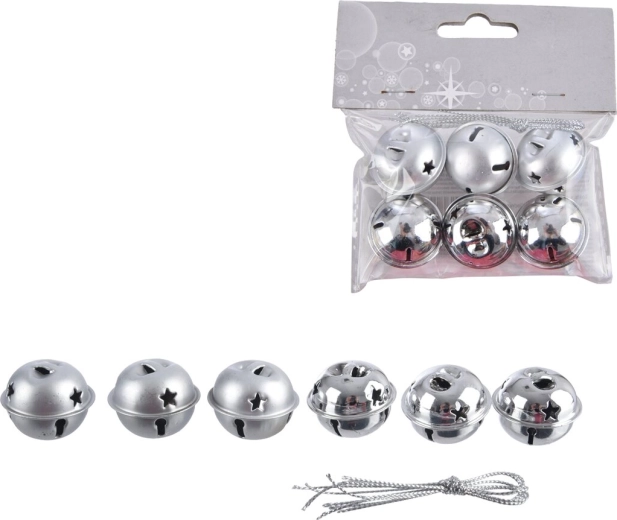 Metalen hangende bel in zilverkleur (6 stuks)
