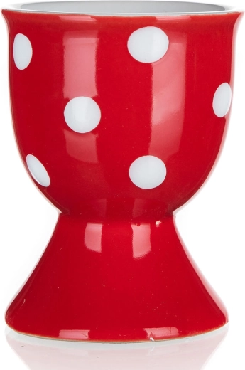 Keramische eierdop 7 cm met witte stippen – rood