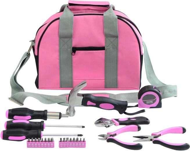 Dames gereedschapsset 25-delig – roze tas met accessoires