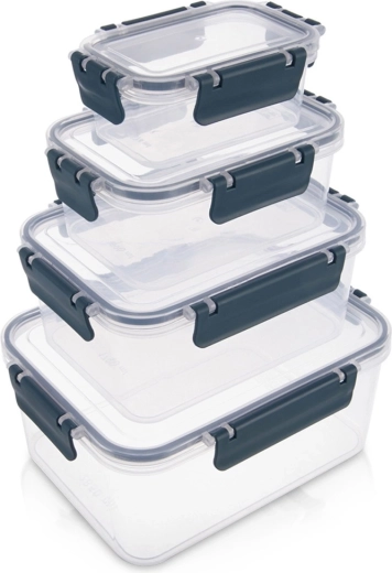 Set van 4 voedselbewaarbakjes met deksel en afdichting