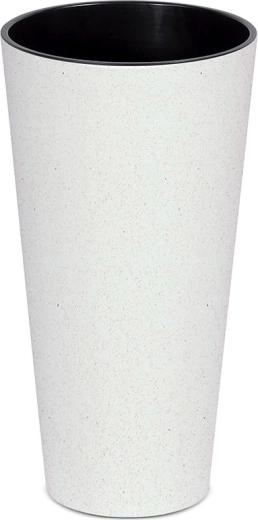 Bloempot Tubus Slim Eco Wood met inzetstuk 25 cm – wit