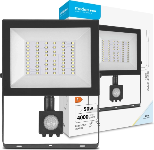 LED-schijnwerper met bewegingssensor 50 W, 4000 lm, 6000 K, 120°, MODEE E‑series