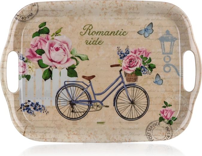 Melamine serveerblad Romantic Ride 36 × 25,5 cm met handgrepen