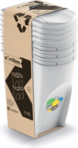 Set van 4 Sortibox afvalbakken 4×35 l – asgrijs