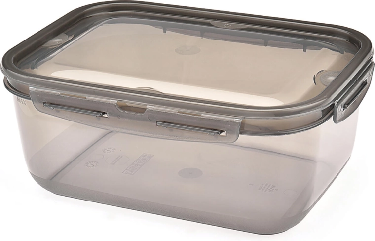 Cadenza rechthoekige voorraaddoos 4 l met kliksluiting, rooktransparant plastic