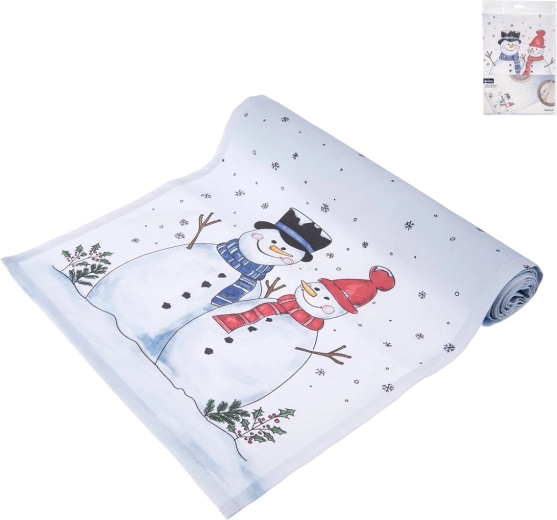 Katoenen tafelloper met Sneeuwpopmotief 160 × 30 cm