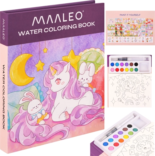 Waterkleurplaten met eenhoorn Maaleo