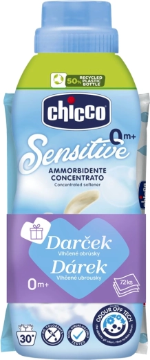 Chicco geconcentreerde wasverzachter Baby Sensitive zoete babypoedergeur 750 ml met 72 vochtige doekjes