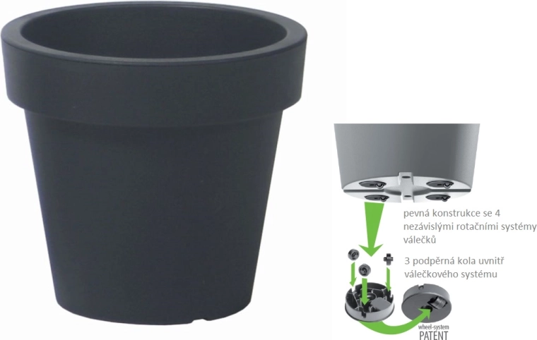 Bloempot Lofly antraciet 58,2 cm met wieltjes