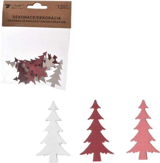 Houten boompjes roze-wit 4 cm (12 stuks)
