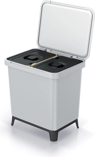 Dubbelkamer prullenbak 2×10 l, asgrijs