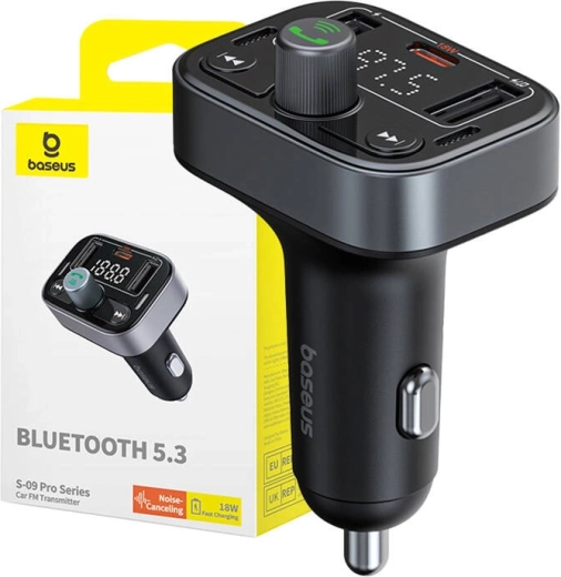 Baseus S-09 Pro Bluetooth FM-zender voor in de auto zwart