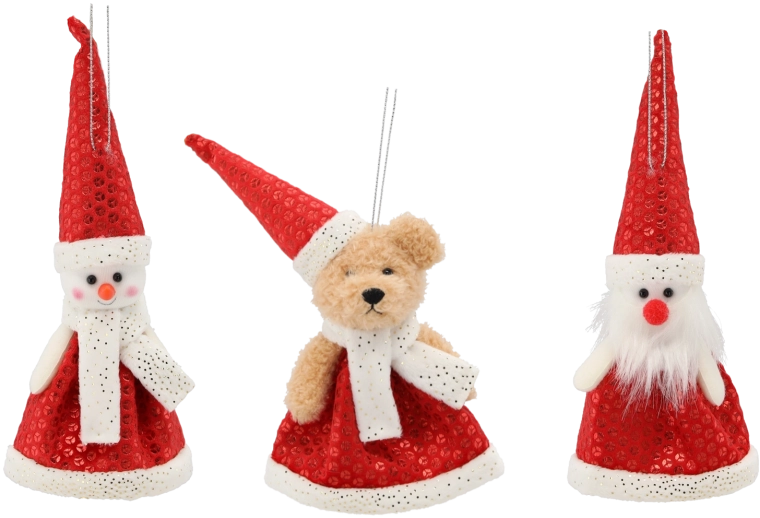 Kerst hanger – sneeuwpop, beertje of Kerstman, 11 × 12 cm