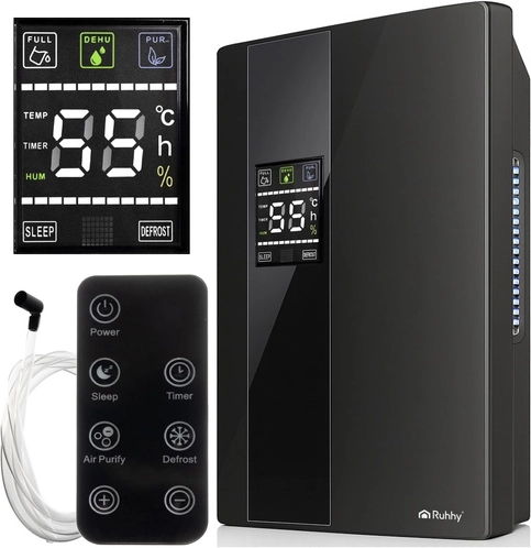 Luchtontvochtiger en luchtreiniger RUHHY 2-in-1 met UV, 2 l, 30 m², 90 W