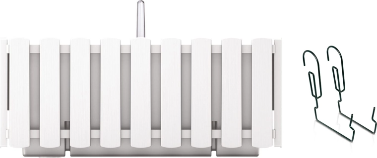 Hangende zelfbewaterende bloembak met metalen houder Boardee Fencycase, wit